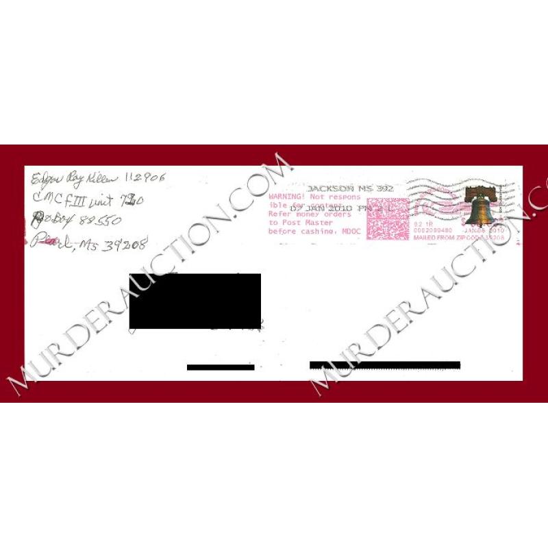 Edgar Ray Killen letter/envelope 1/5/2010 DECEASED