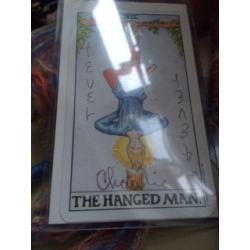 Charles Manson The Hanged Man Tarrot card 2.75 x 4.75 inches signed 4Ever & 4 EveR Charlie