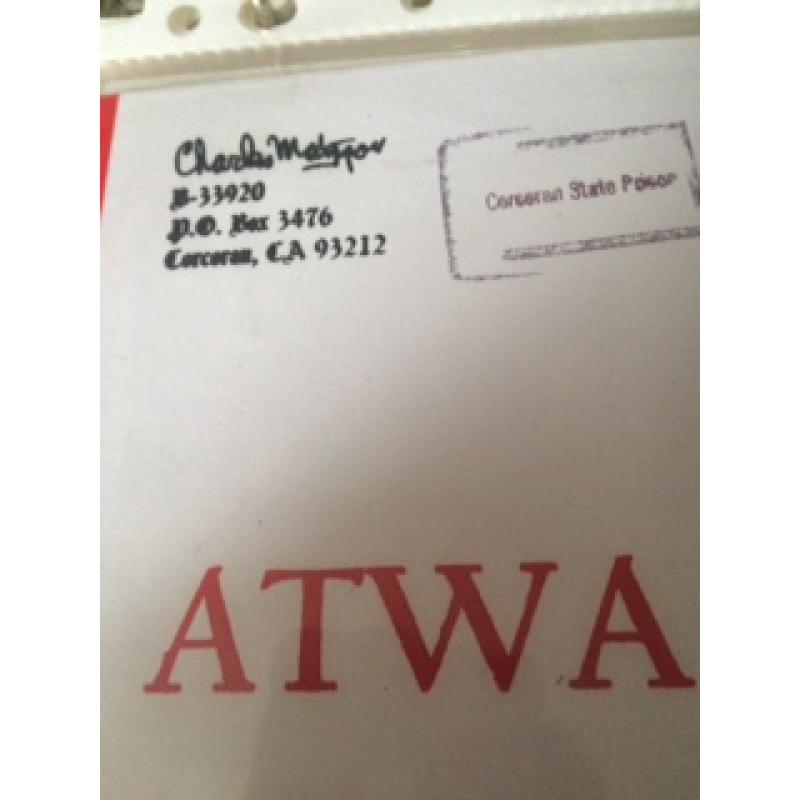 Charles Manson ATWA signed in full Charles Milles Manson