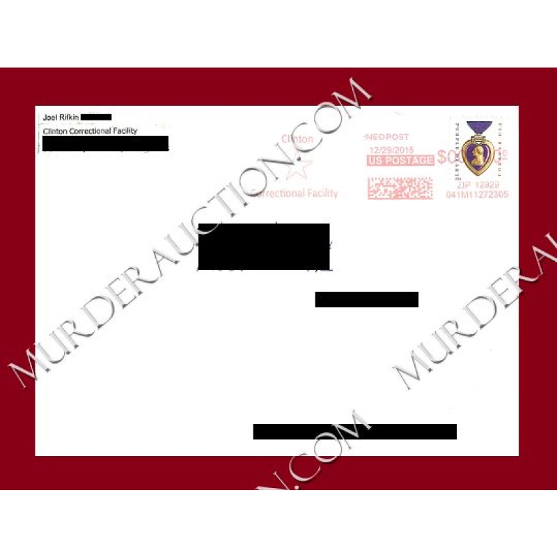 Joel Rifkin Christmas card/envelope 12/29/2015