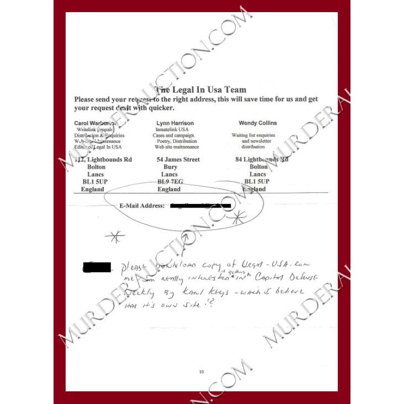 Joseph Lave letter/envelope 11/26/2006 DECEASED