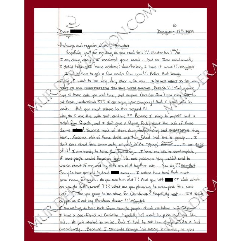 Lee Taylor letter/envelope 9/14/2009 EXECUTED