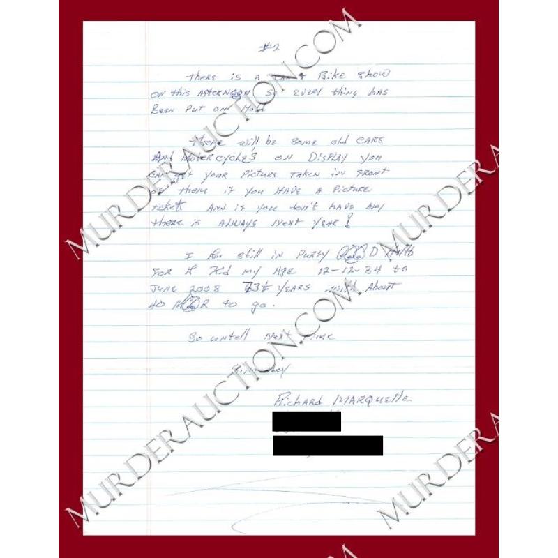Richard Marquette letter/envelope 6/28/2008
