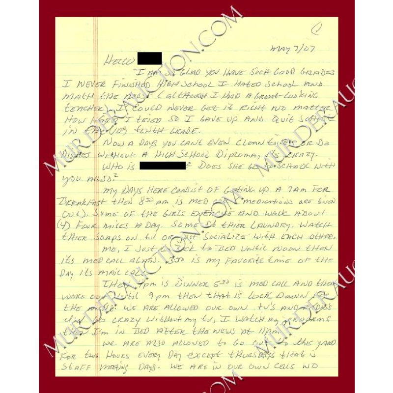 Michelle Michaud letter/envelope 5/7/2007