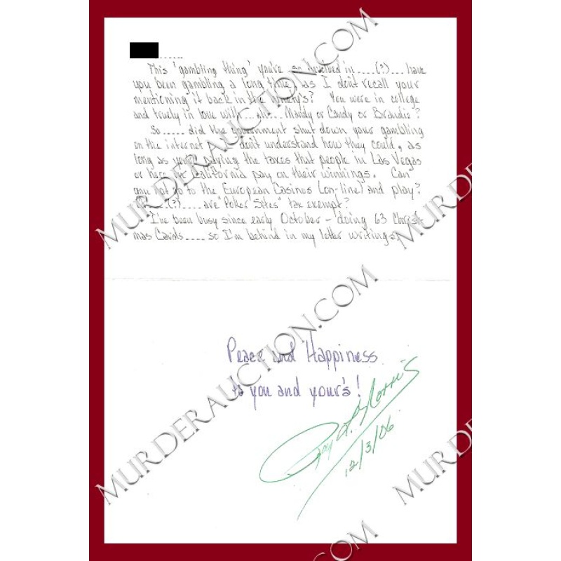 Roy Norris Christmas card/envelope 12/3/2006 DECEASED