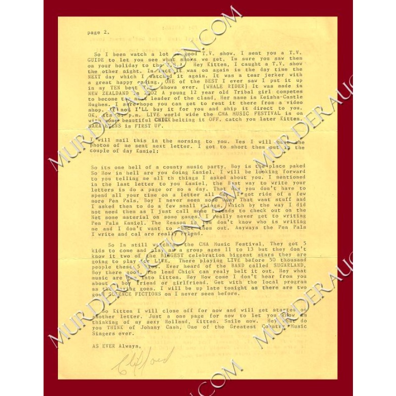Clifford Olson letter/envelope 8/2/2005 DECEASED