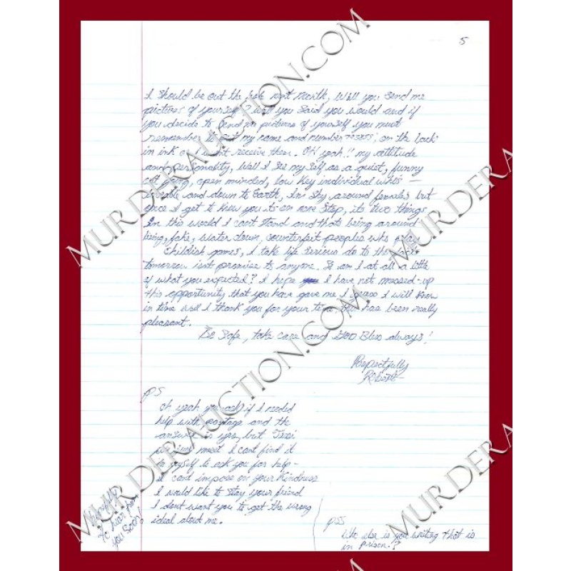Robert Parker letter/envelope 8/18/2005