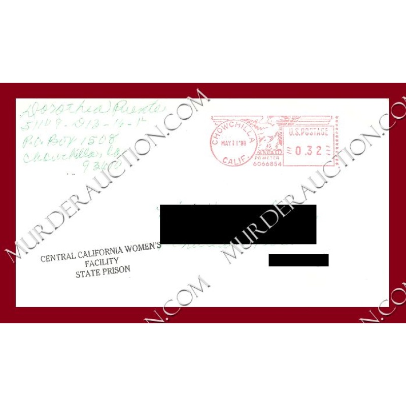 Dorothea Puente letter/envelope 5/9/1998 DECEASED