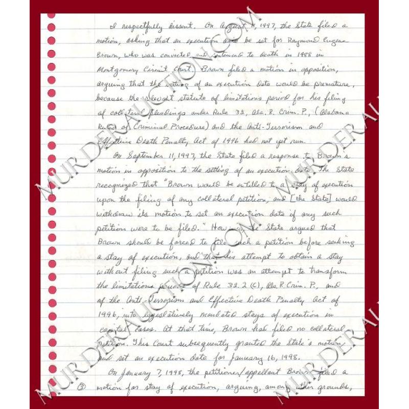 Raymond Brown letter/envelope 2/16/1998 DECEASED