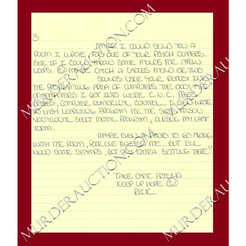 Richard Allen Davis letter/envelope 3/24/1998
