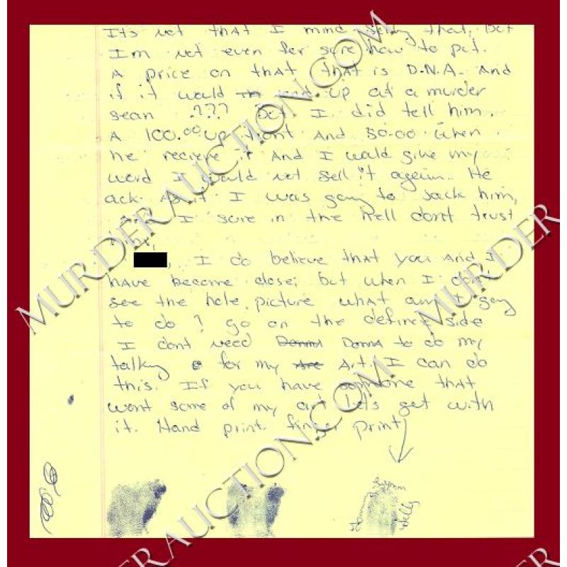 Tommy Lynn Sells letter/envelope with fingerprints 10/5/2001 EXECUTED